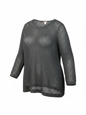 H&M Black Open Knit Sweater 3XL Boho Goth Witchy Sheer Tunic Layering Top